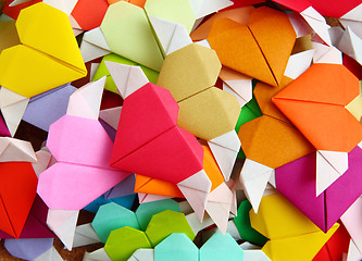 Image showing heap of origami colorful heart