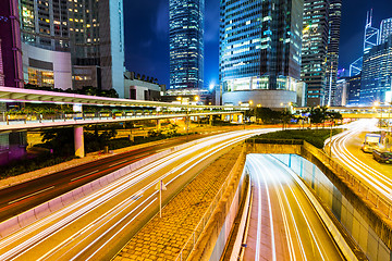 Image showing Busy traffic in Hong Kong at night