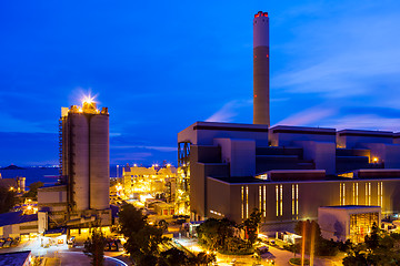 Image showing Industrial plant at night