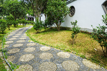 Image showing Pebble stone path in chinese garden