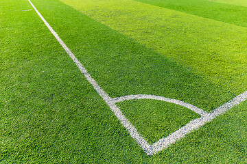 Image showing Soccer field grass with white line