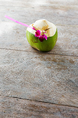 Image showing Coconut drink on the table