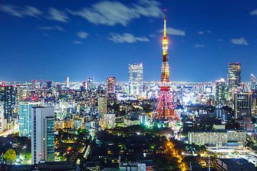 Image showing Tokyo city skyline at night 