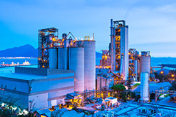 Image showing Industrial plant during sunset