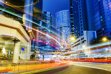 Image showing Busy traffic in city at night