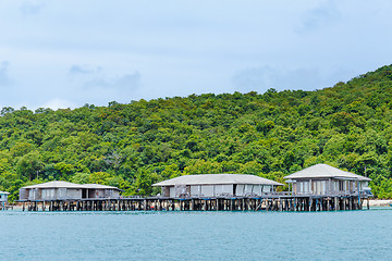 Image showing Wooden house with seascape