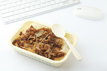 Image showing Fast food lunch at office