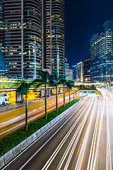 Image showing Hong Kong city busy traffic at night