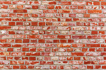 Image showing Ancient brick wall in red color