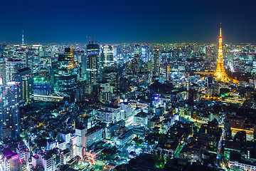 Image showing Tokyo skyline at night 