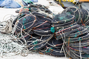 Image showing Empty seafood net traps