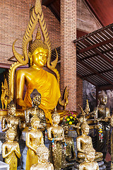 Image showing Golden foil on buddha statue in temple