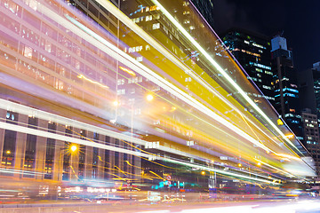 Image showing Traffic car lights in Hong Kong night