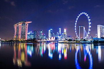 Image showing Singapore city skyline at night