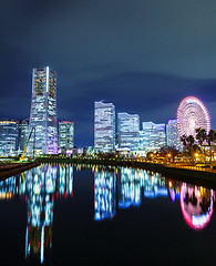 Image showing Yokohama skyline at night 