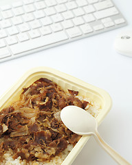 Image showing Unhealthy lunch box at office