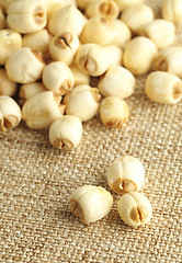 Image showing Lotus seed on linen background