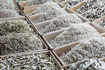 Image showing Dried assorted anchovy fish