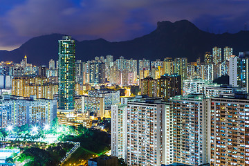 Image showing Urban Cityscape in Hong Kong at night