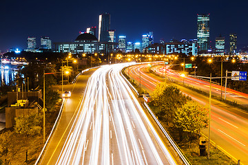 Image showing Traffic trail in Seoul city night