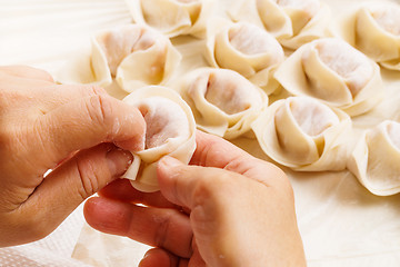 Image showing Wrapping of Chinese dumpling 