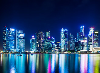 Image showing Singapore city skyline at night 