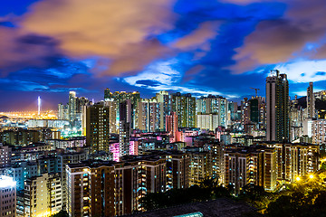 Image showing Urban city in Hong Kong at night