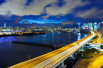 Image showing Hong Kong city with highway at night