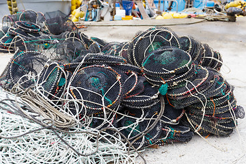 Image showing Empty seafood net traps