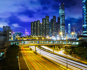 Image showing Traffic trail in urban city 