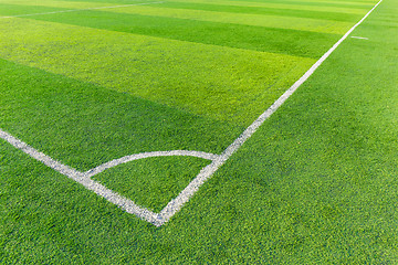 Image showing Soccer football field stadium grass line