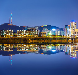 Image showing Seoul cityscape with namsan mountain