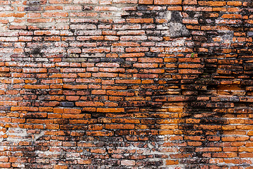 Image showing Ancient brick wall in red color