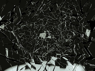 Image showing Crime scene Shattered glass over black