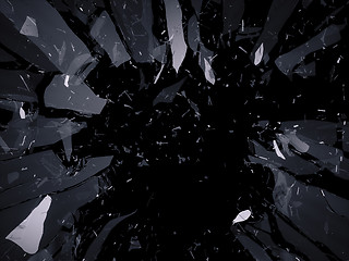 Image showing Shattered or demolished glass over black background