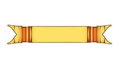 Image showing Golden ribbon with ripples useful as badge, emblem or banner