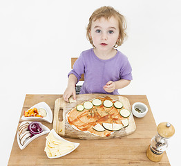Image showing child making pizza