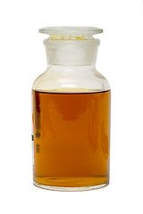 Image showing Large Glass Jar with a Lid, Filled with Dark Yellow Honey