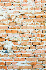 Image showing Old red brick wall backgrounds