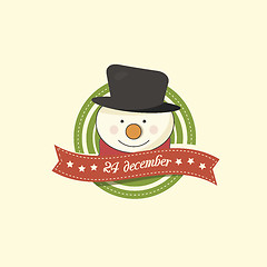 Image showing Christmas label with a snowman