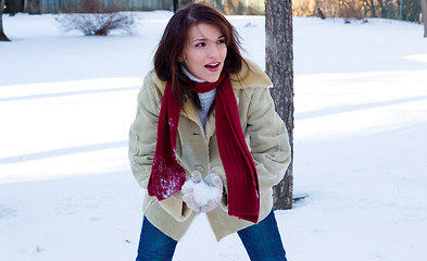 Image showing Snowball fight time