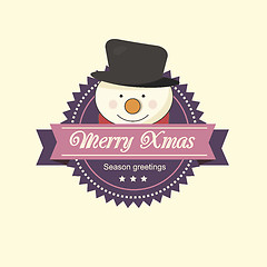 Image showing Christmas label with a snowman