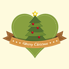 Image showing Pine tree christmas label