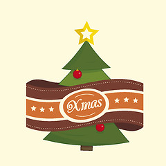 Image showing Pine tree christmas label