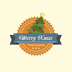 Image showing Pine tree christmas label