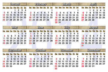 Image showing calendar for 2014 year