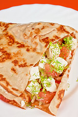 Image showing pancakes with cheese and vegetables