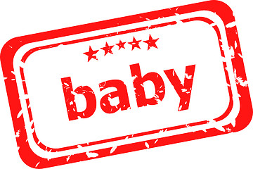 Image showing baby word on red rubber grunge stamp