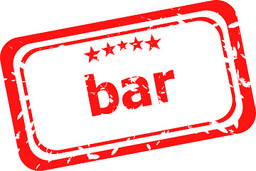 Image showing bar word on red rubber grunge stamp