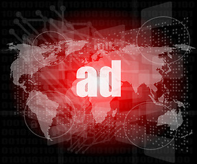 Image showing ad word on digital screen, global communication concept